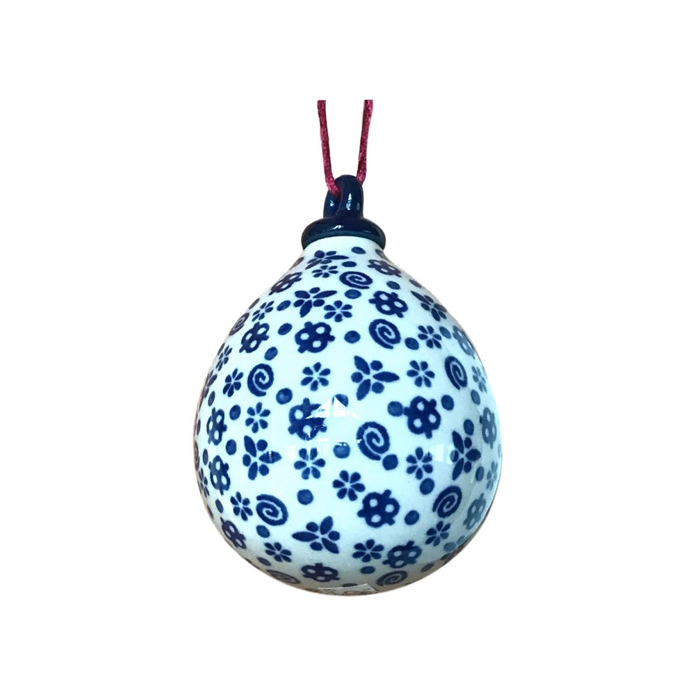 COPY - Polish Pottery Ornament - White with Blue Swirls